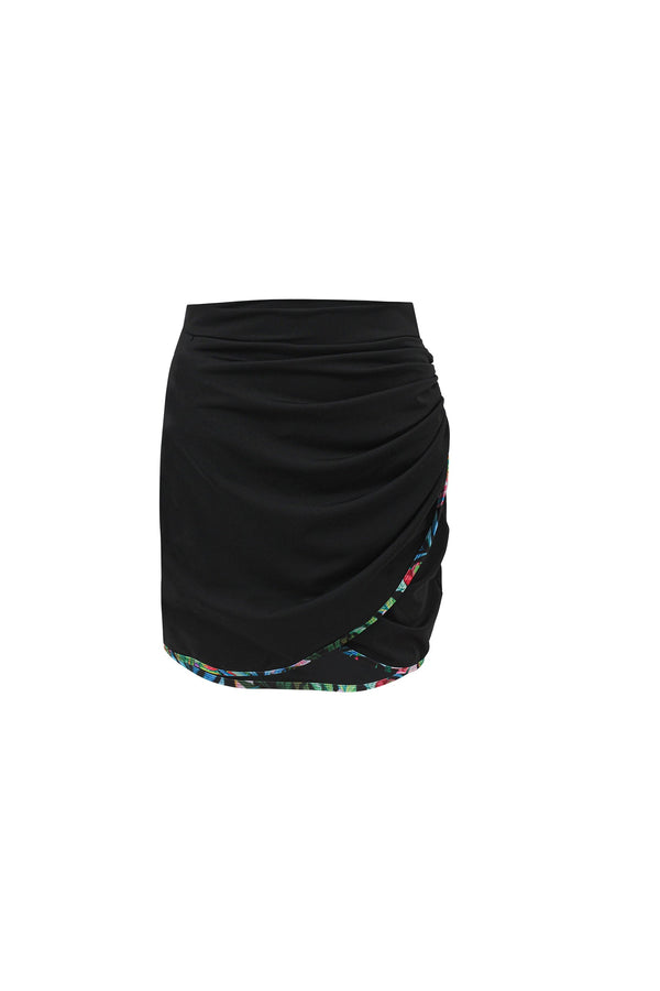 Black Ruched Cover-Up Skirt