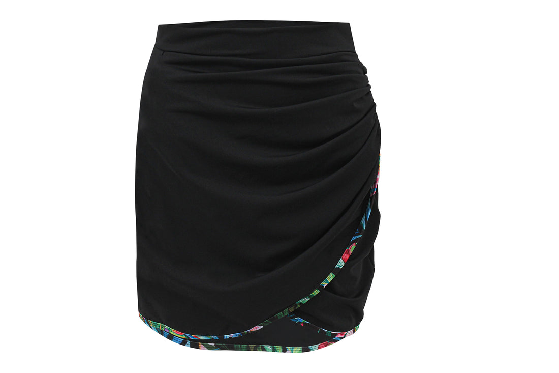 Black Ruched Cover-Up Skirt