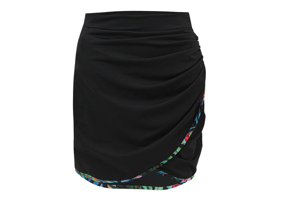 Black Ruched Cover-Up Skirt