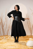 Black Sculpted Gabardine Tier Dress