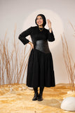 Black Sculpted Gabardine Tier Dress
