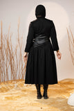 Black Sculpted Gabardine Tier Dress