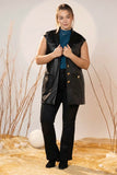 Black Structured Leather-Look Vest