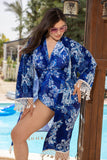 Blue Royale Crepe Kimono