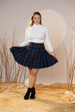 Blue Wool Plaid Mini Skirt