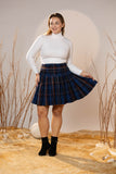 Blue Wool Plaid Mini Skirt