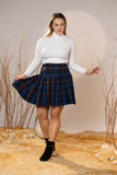 Blue Wool Plaid Mini Skirt