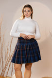 Blue Wool Plaid Mini Skirt