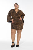 Bronze Butterfly Sleeve Dress - Bronze