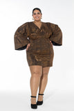 Bronze Butterfly Sleeve Dress - Bronze