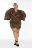 Bronze Butterfly Sleeve Dress - Bronze