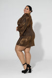 Bronze Butterfly Sleeve Dress - Bronze