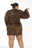 Bronze Butterfly Sleeve Dress - Bronze