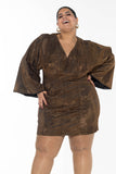 Bronze Butterfly Sleeve Dress - Bronze