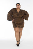 Bronze Butterfly Sleeve Dress - Bronze