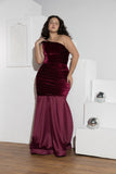Burgundy One-Shoulder Velvet Mermaid Soirée Dress