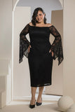 Butterfly Sleeve Lace Dress - Black