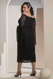Butterfly Sleeve Lace Dress - Black