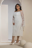 Butterfly Sleeve Lace Dress - White