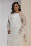 Butterfly Sleeve Lace Dress - White