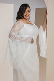 Butterfly Sleeve Lace Dress - White
