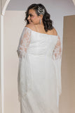 Butterfly Sleeve Lace Dress - White