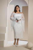 Butterfly Sleeve Lace Dress - White