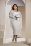 Butterfly Sleeve Lace Dress - White