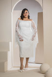 Butterfly Sleeve Lace Dress - White