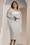 Butterfly Sleeve Lace Dress - White