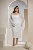Butterfly Sleeve Lace Dress - White
