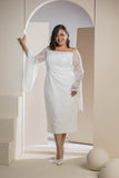 Butterfly Sleeve Lace Dress - White