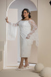 Butterfly Sleeve Lace Dress - White