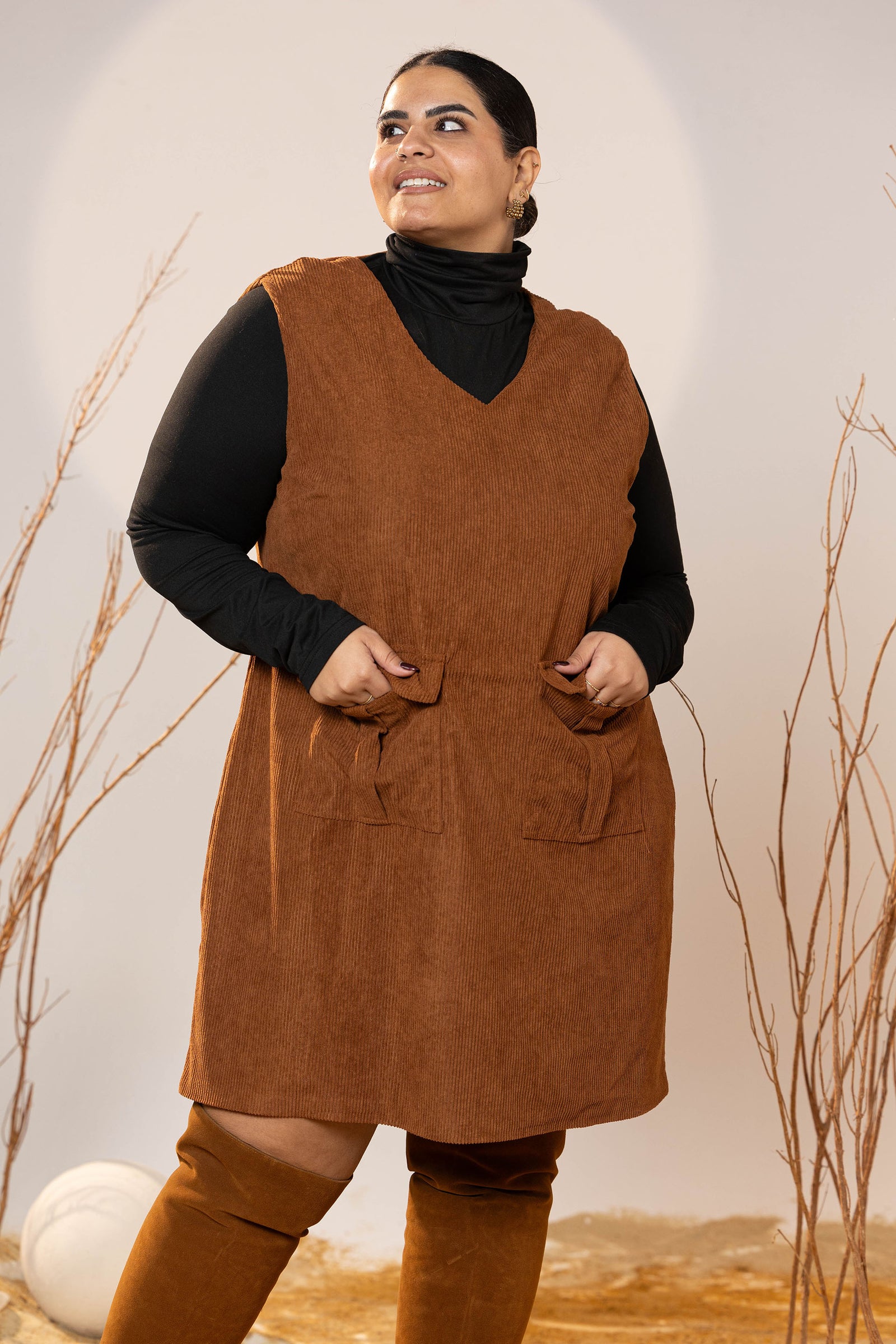 Caramel Pocket Cord Dress