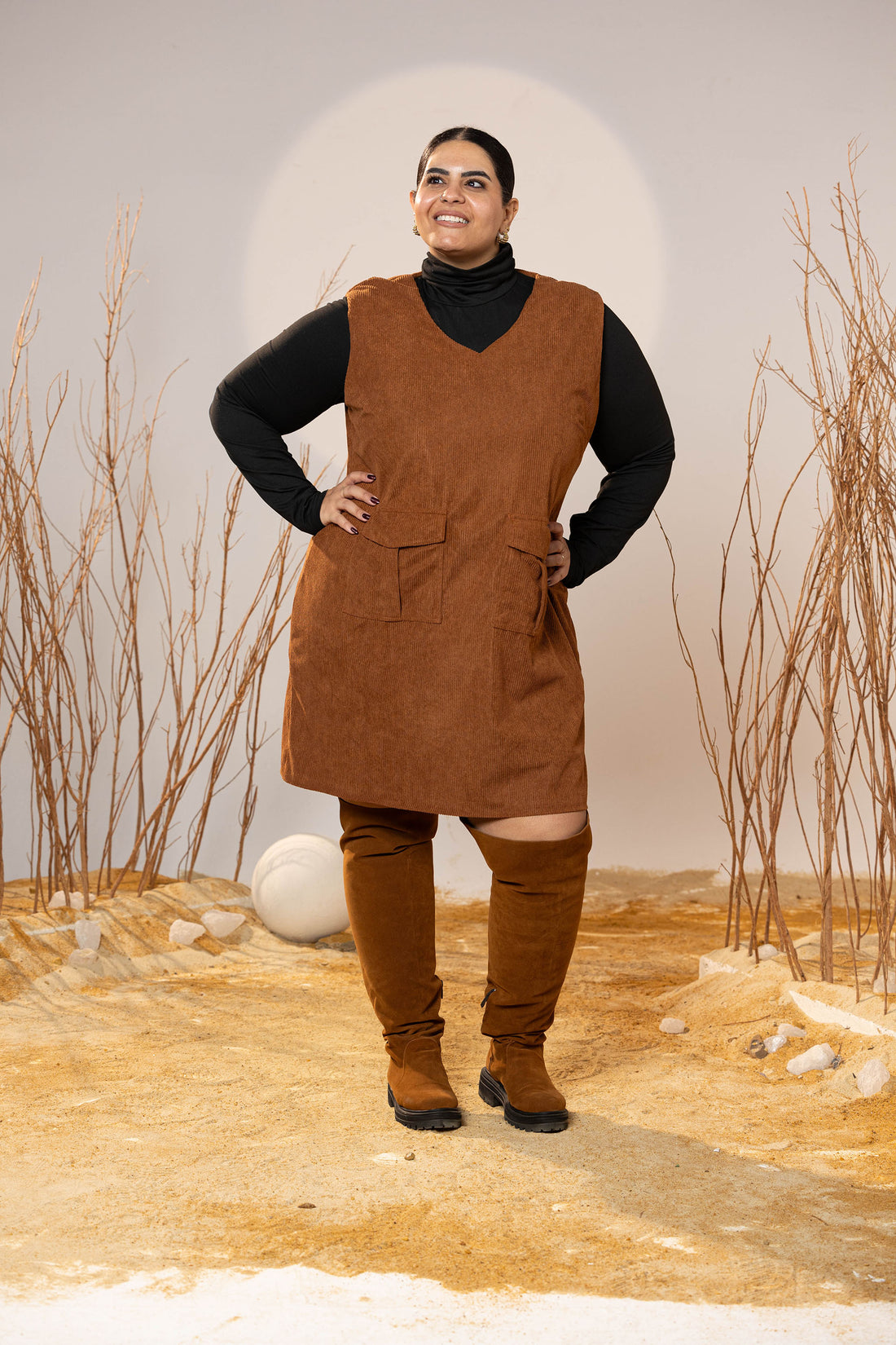 Caramel Pocket Cord Dress