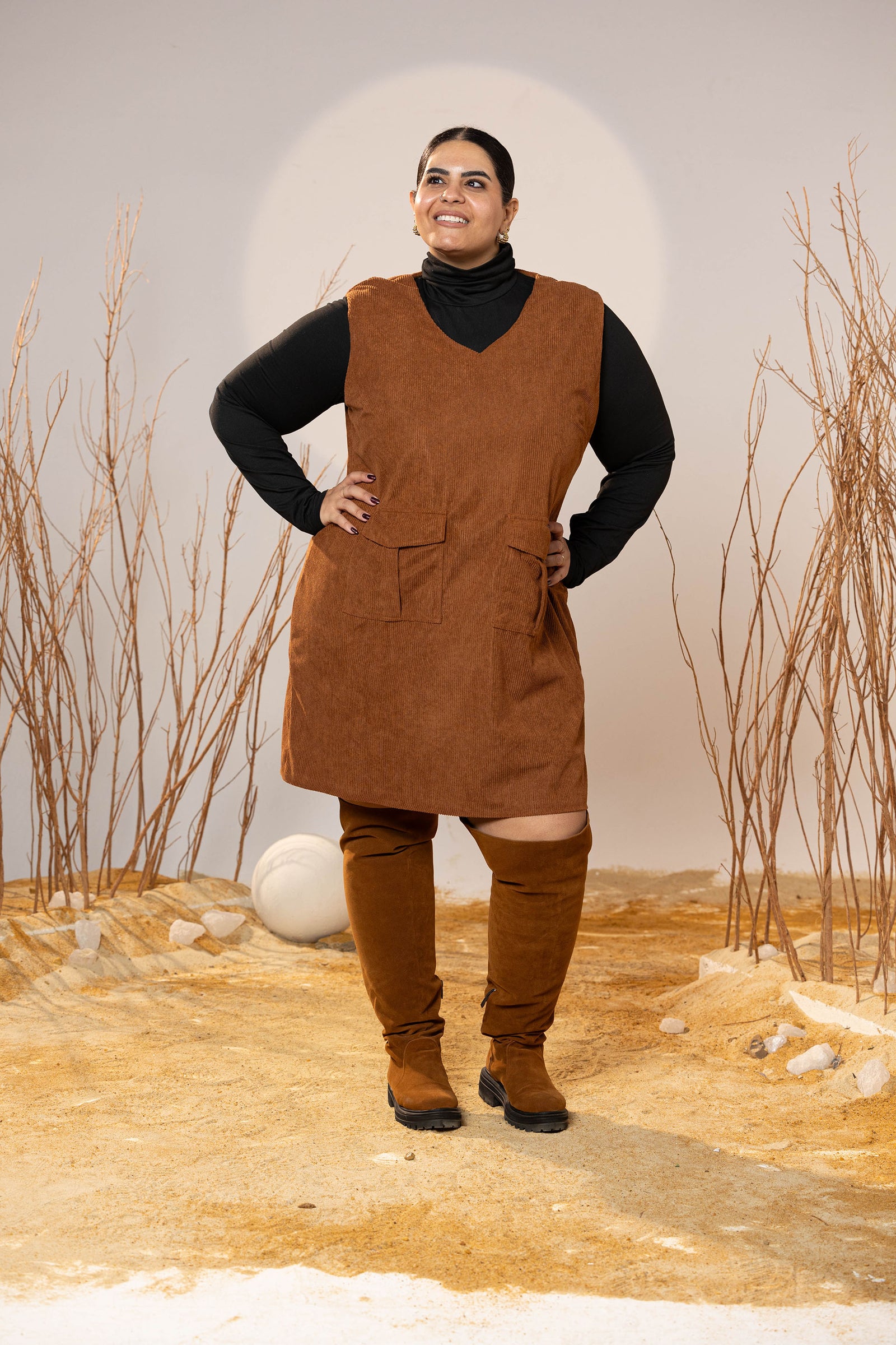 Caramel Pocket Cord Dress