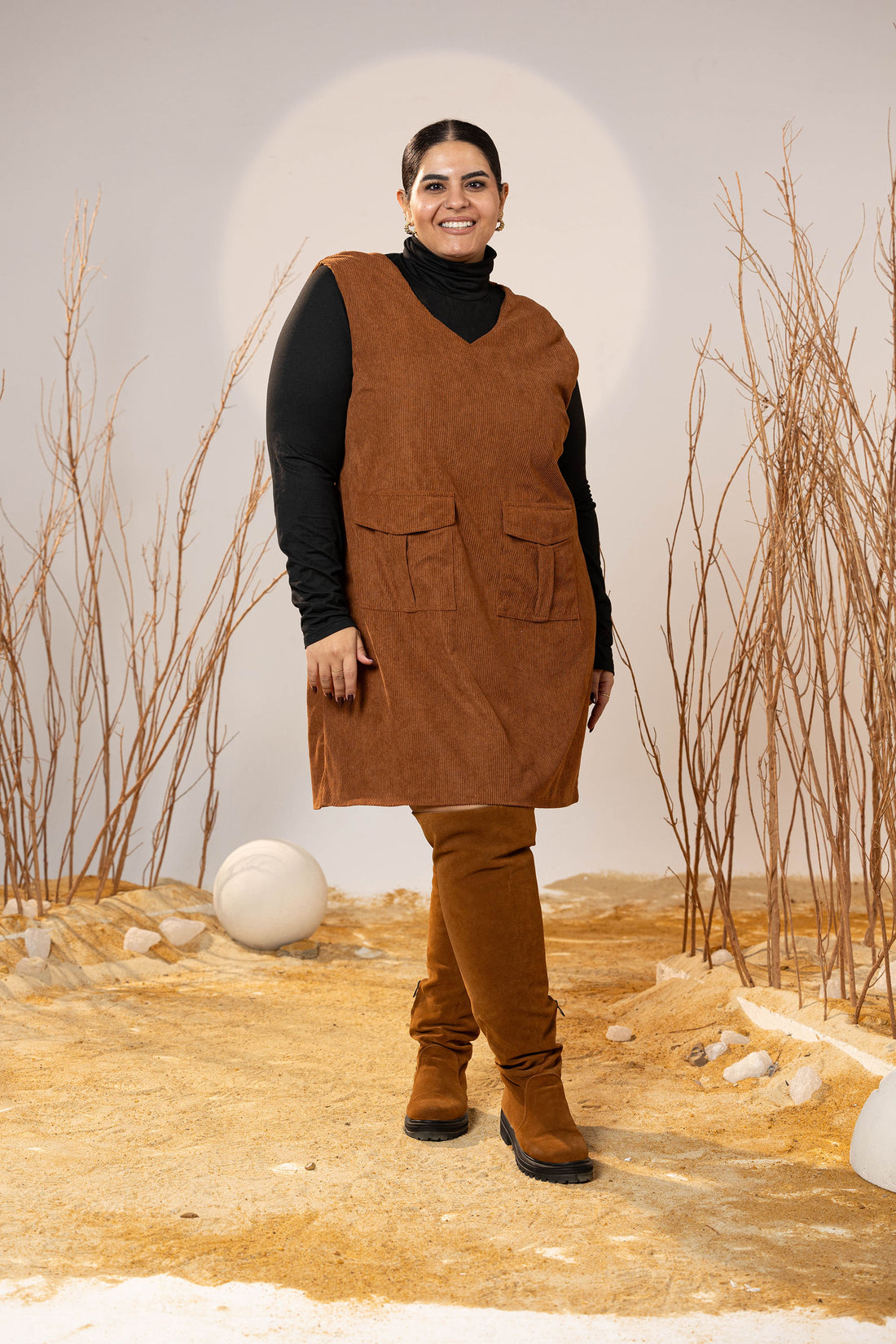 Caramel Pocket Cord Dress