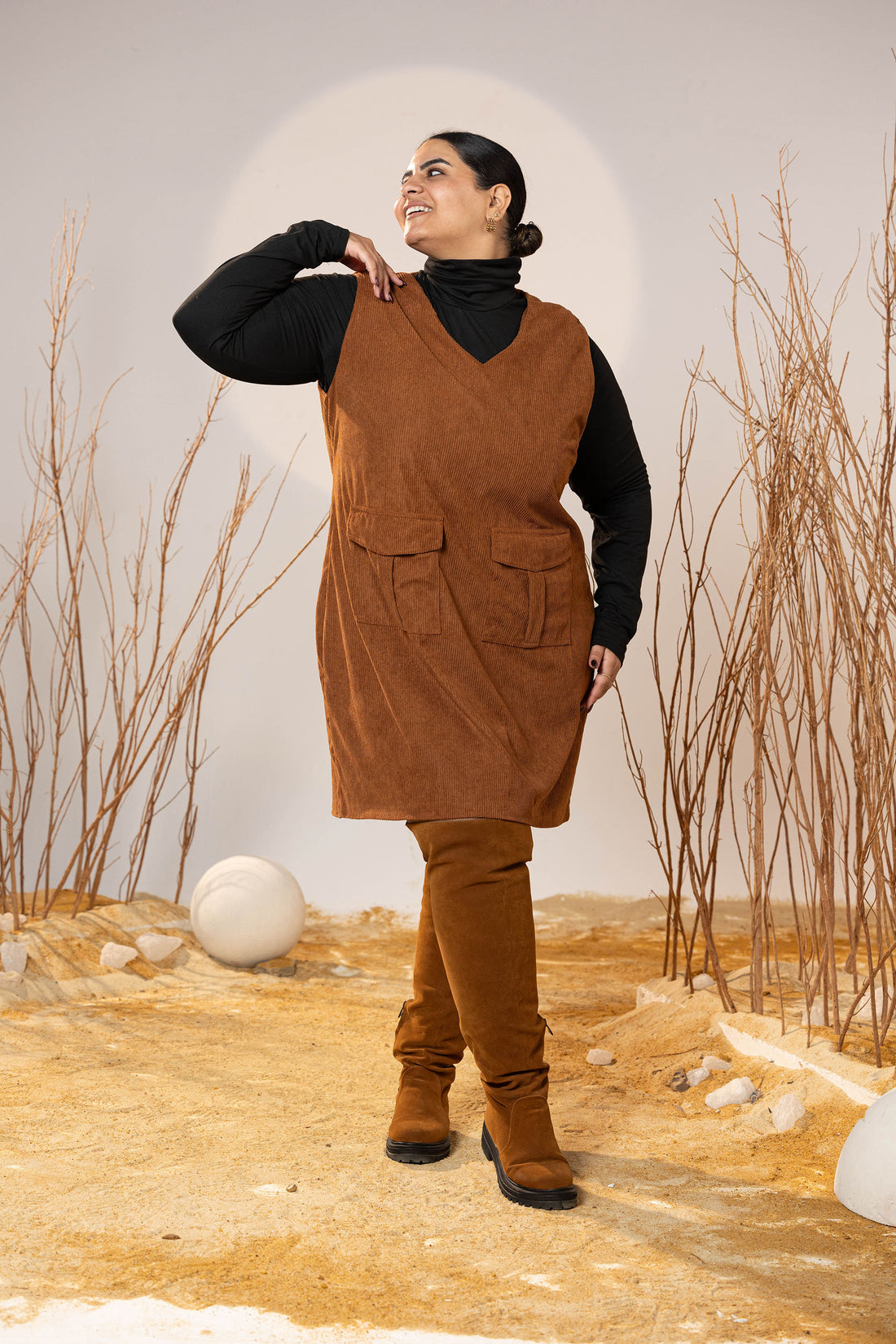 Caramel Pocket Cord Dress