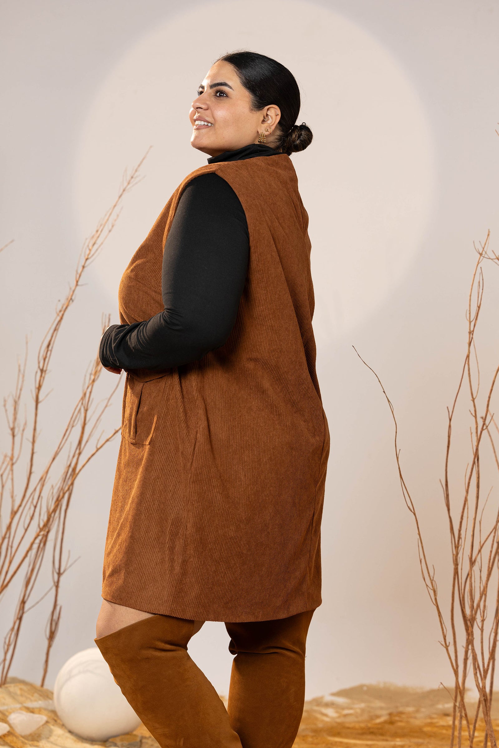 Caramel Pocket Cord Dress