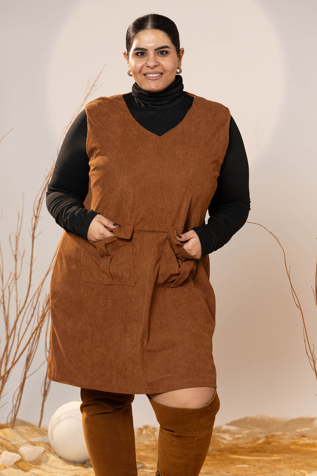 Caramel Pocket Cord Dress