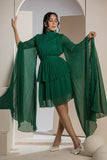 Celestial Pleats Dress - Emerald Green