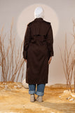 Chocolate Brown Gabardine Classic Trench Coat