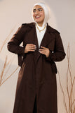 Chocolate Brown Gabardine Classic Trench Coat