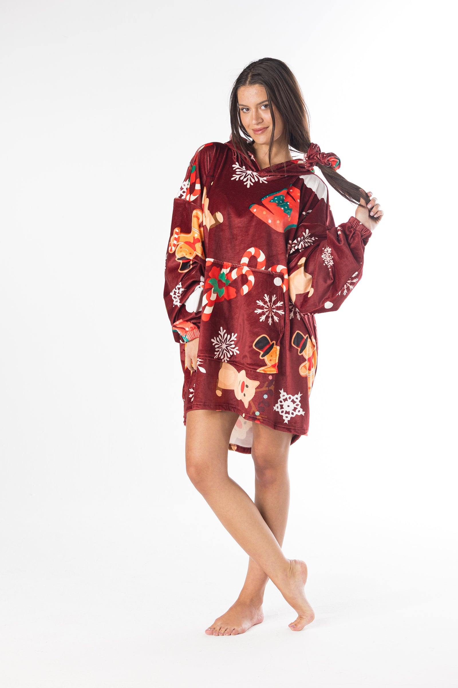Christmas Oversized Hoodie Blanket – Soft Velvet Fleece