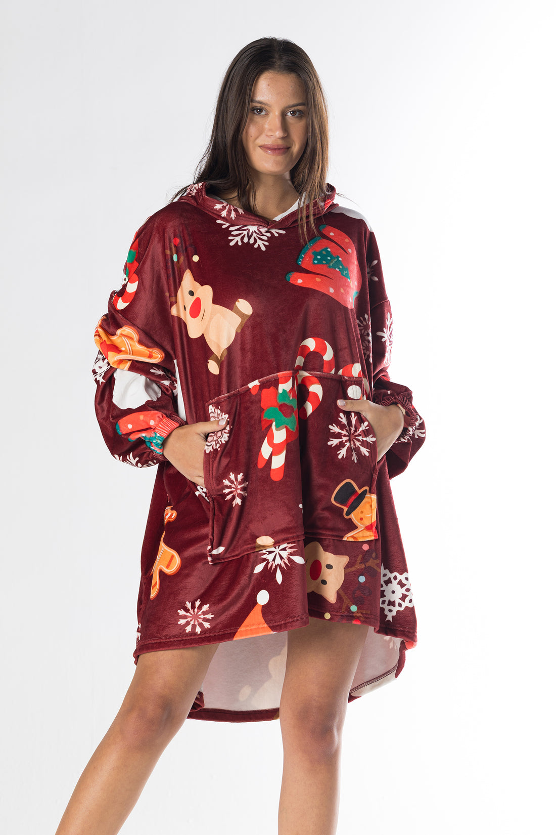 Christmas Oversized Hoodie Blanket – Soft Velvet Fleece