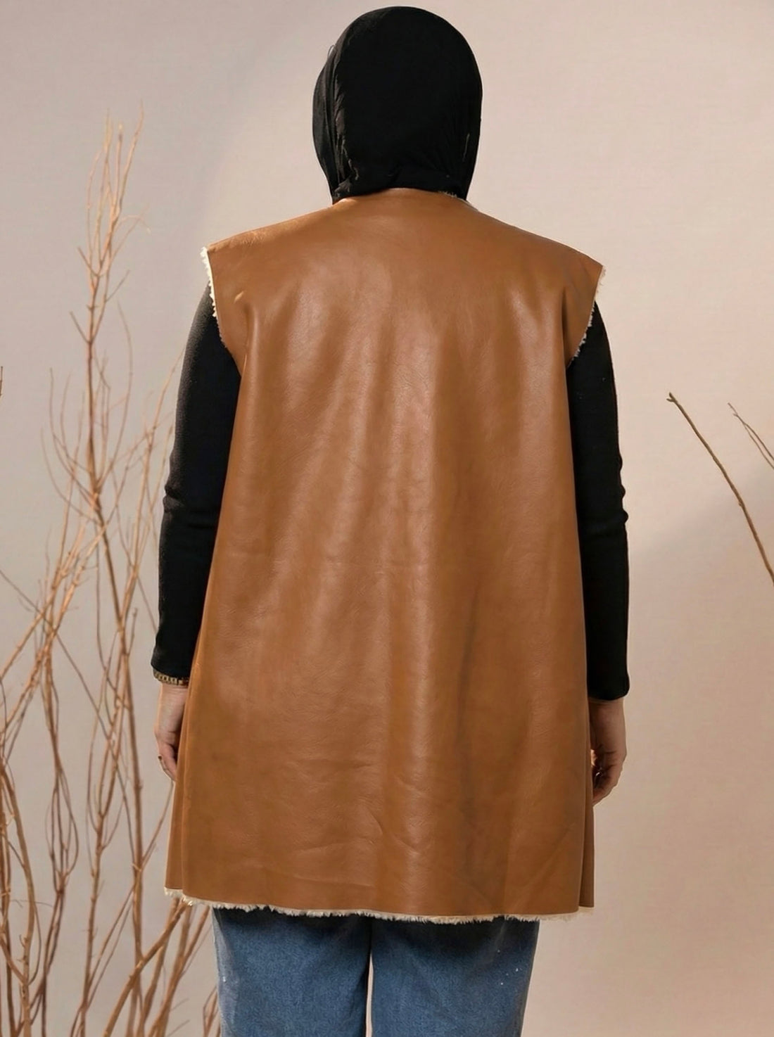 Cozy Lined Leather Camel Vest