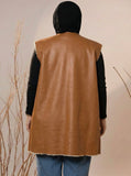 Cozy Lined Leather Camel Vest