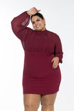 Crimson Bloom Dress - Maroon