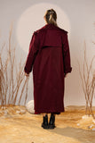 Crimson Gabardine Classic Trench Coat