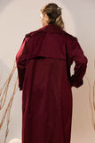 Crimson Gabardine Classic Trench Coat